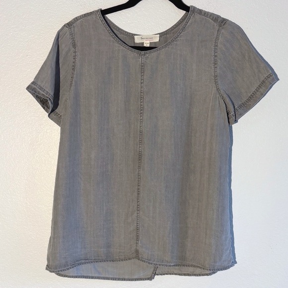 Two by Vince Camuto Tops - Two by Vince Camuto Grey Tencel Lyocell Split Back Short Sleeve Top Small